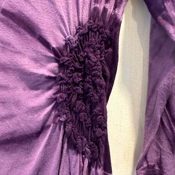 Women's Purple Tie-Dye 3/4 Sleeve Side Ruched Top Size Sm - Picture 2 of 8